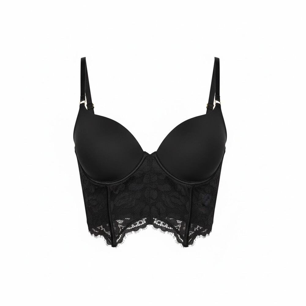 Cosabella Magnolia Longline Underwire Bra 36C Black Lace Bustier NWT $135 - Picture 3 of 4
